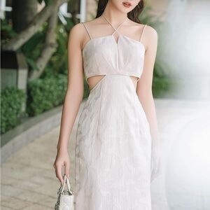 Embroidered Butterfly Blush Pink Dress Small